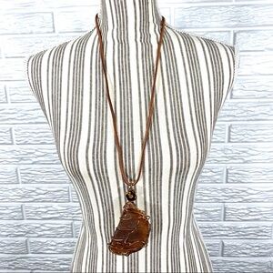 Vintage Long Suede & Glass Necklace